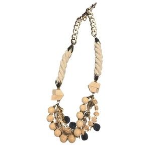Plunder Design Libby Necklace! Beautiful Crystal Stone Wood Rope Mixed Metal